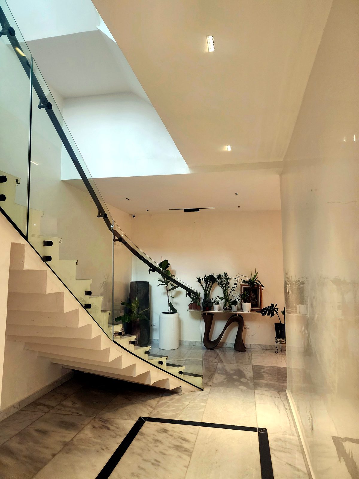 Lighting installation along a staircase