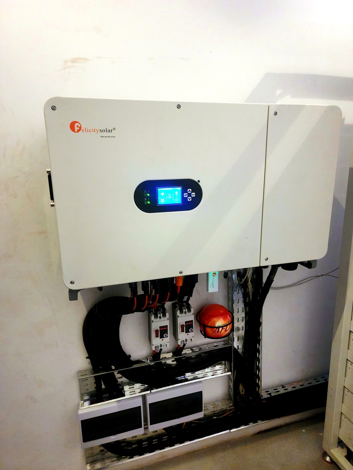 Hybrid inverter and battery rack detail